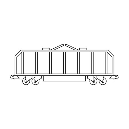 Locomotive with wagon vector outline icon. Vector illustration railway train. on white background. Isolated outline illustration icon of locomotive and wagon .のイラスト素材