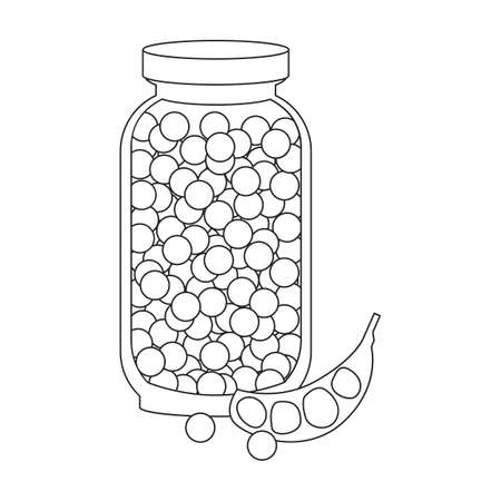 Pickled vegetables vector outline icon. Vector illustration can of peas on white background. Isolated outline illustration icon of pickled vegetables.のイラスト素材