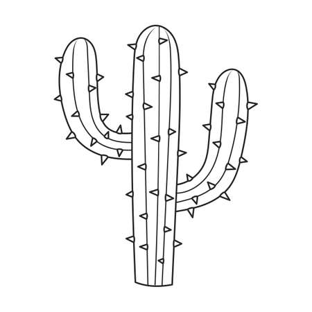 Cactus vector icon.Outline vector icon isolated on white background cactus .のイラスト素材