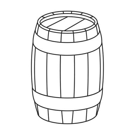 Wooden barrel vector icon.Outline vector icon isolated on white background wooden barrel.のイラスト素材