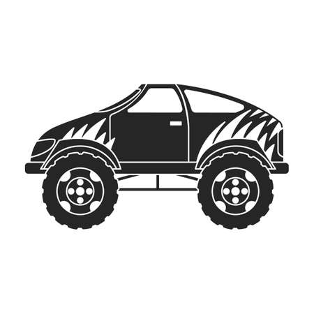Monster truck vector icon.Black vector icon isolated on white background monster truck.のイラスト素材