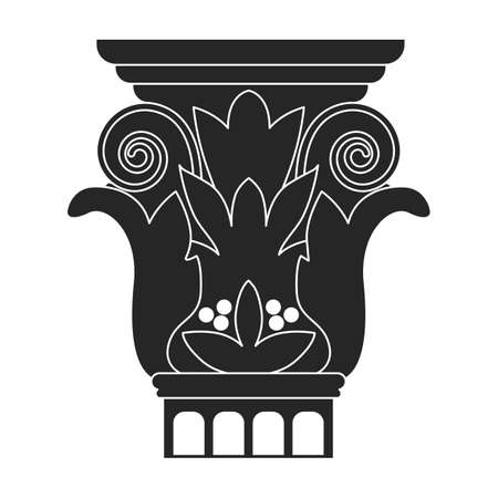 Ancient column vector black icon. Vector illustration pillar of antique on white background. Isolated black illustration icon of ancient column .のイラスト素材
