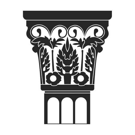 Ancient column vector black icon. Vector illustration pillar of antique on white background. Isolated black illustration icon of ancient column .のイラスト素材