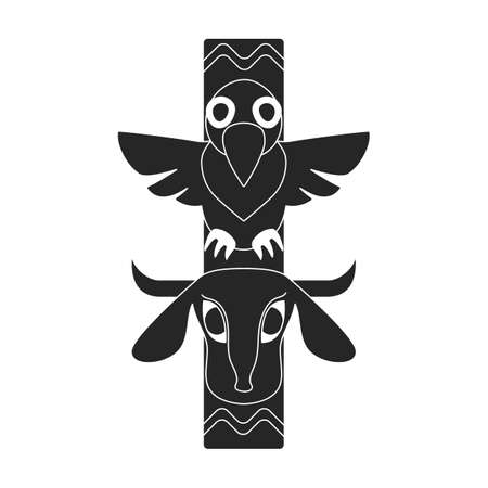 Totem tribal vector black icon. Vector illustration mask of idol on white background. Isolated black illustration icon of totem tribal .のイラスト素材