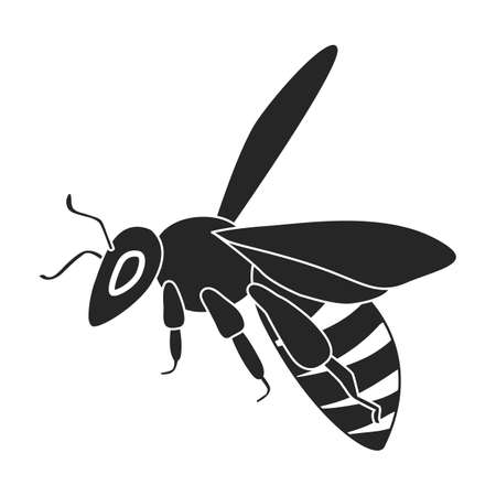 Honey bee vector black icon. Vector illustration animal of honeybee on white background. Isolated black illustration icon of honey bee.のイラスト素材