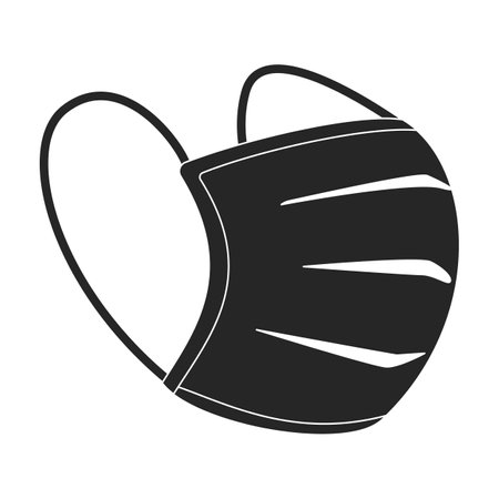Mask medical vector black icon. Vector illustration protection face of doctor on white background. Isolated black illustration icon of mask medical .のイラスト素材