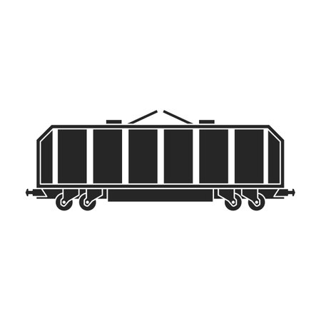 Locomotive with wagon vector black icon. Vector illustration railway train. on white background. Isolated black illustration icon of locomotive and wagon .のイラスト素材
