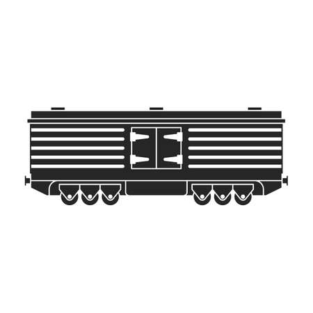Locomotive with wagon vector black icon. Vector illustration railway train. on white background. Isolated black illustration icon of locomotive and wagon .のイラスト素材