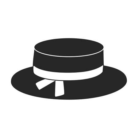 Summer hat vector black icon. Vector illustration sun cap on white background. Isolated black illustration icon of summer hat .のイラスト素材