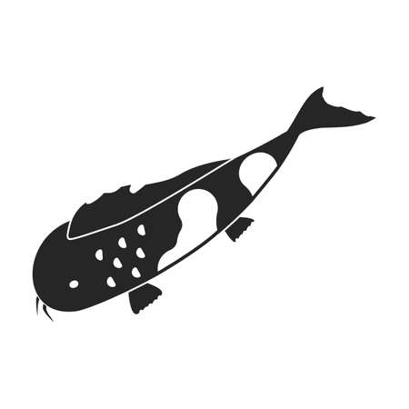 Carp vector icon.Blackvector icon isolated on white background carp.のイラスト素材