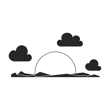 Sunset western vector icon.Black vector icon isolated on white background sunset western.のイラスト素材