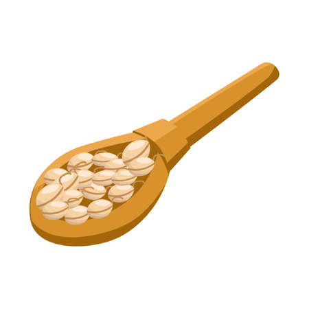 Vector design of spoon and grain symbol. Set of spoon and organic stock symbol for web.のイラスト素材