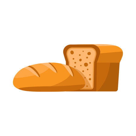 Isolated object of bread and loaf logo. Set of bread and bun stock symbol for web.のイラスト素材