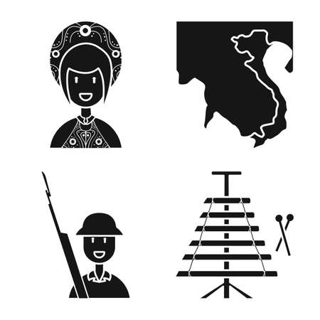 Vector illustration of travel and country icon. Set of travel and landmark stock vector illustration.のイラスト素材
