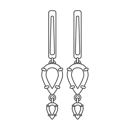 Gold earrings vector icon.Outline vector icon isolated on white background gold earrings.のイラスト素材