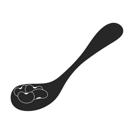 Spoon beans vector black icon. Vector illustration spoon bean on white background. Isolated black illustration icon of beans .のイラスト素材