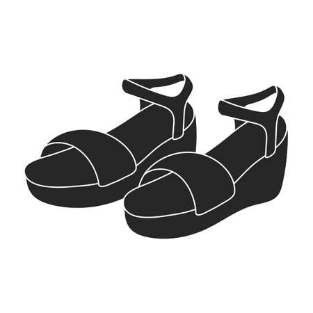 Sandal vector black icon. Vector illustration flipflop on white background. Isolated black illustration icon of sandal.のイラスト素材