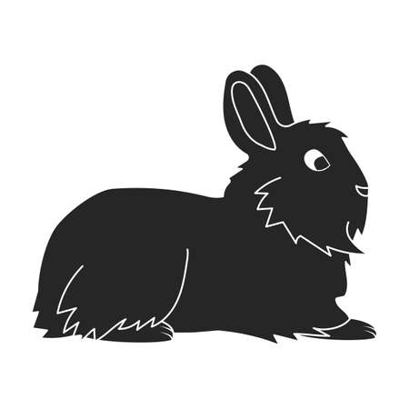 Rabbit vector icon.Black vector icon isolated on white background rabbit.のイラスト素材