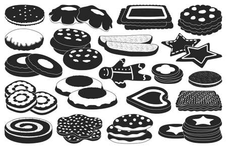 Biscuit vector black set icon. Isolated black set icon cookie.Vector illustration biscuit on white background.のイラスト素材