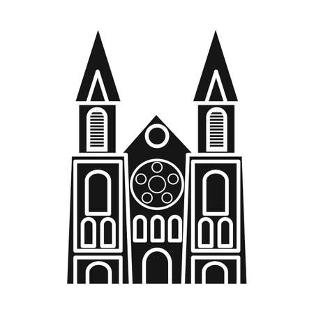 Vector design of chapel and vietnamese sign. Set of chapel and cathedral stock symbol for web.のイラスト素材