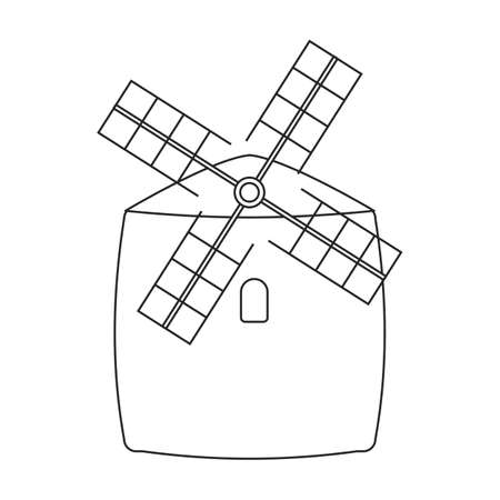 Windmill vector icon.Outline vector icon isolated on white background windmill.のイラスト素材