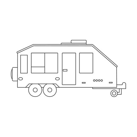 Trailer vector icon.Outline vector icon isolated on white background trailer.のイラスト素材