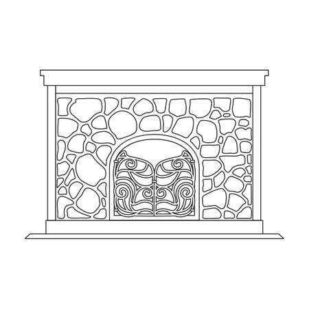 Fireplace vector icon.Outline vector icon isolated on white background fireplace.のイラスト素材
