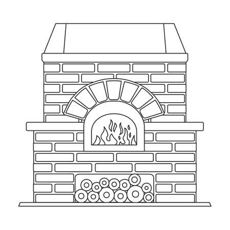 Fireplace vector icon.Outline vector icon isolated on white background fireplace.のイラスト素材