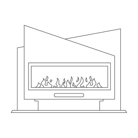 Fireplace vector icon.Outline vector icon isolated on white background fireplace.のイラスト素材