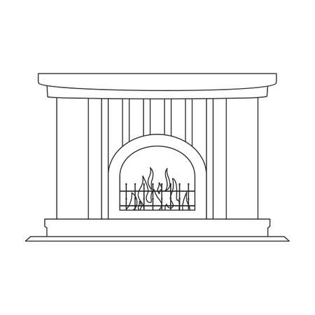 Fireplace vector icon.Outline vector icon isolated on white background fireplace.のイラスト素材