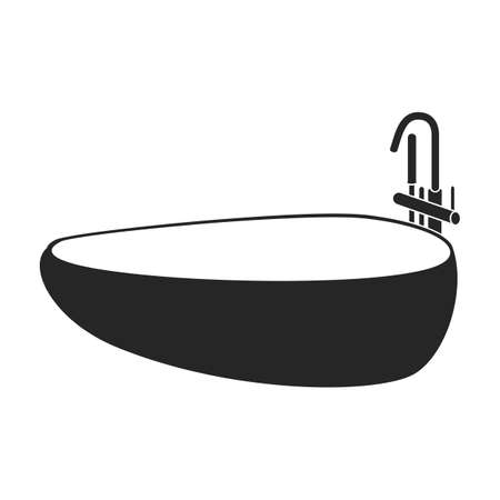 Bath tub vector icon.Black vector icon isolated on white background bath tub.のイラスト素材