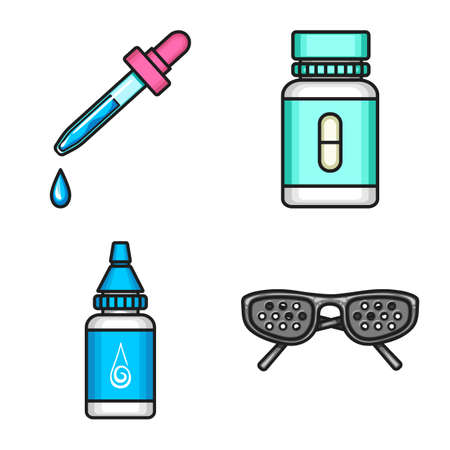 Isolated object of vision and correction sign. Set of vision and optometrist stock vector illustration.のイラスト素材