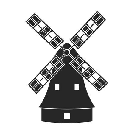 Windmill vector icon.Black vector icon isolated on white background windmill.のイラスト素材