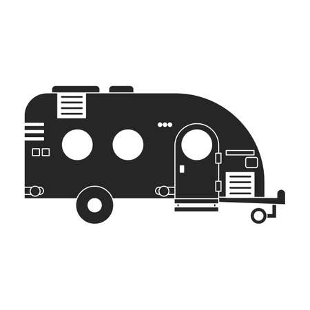 Trailer vector icon.Black vector icon isolated on white background trailer.のイラスト素材