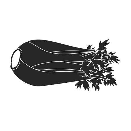 Celery vector icon.Black vector icon isolated on white background of celery.のイラスト素材