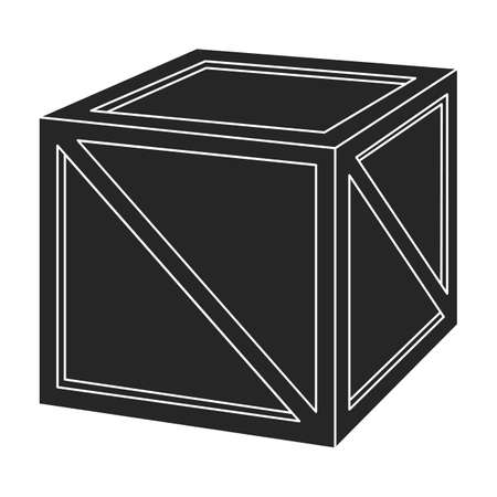 Wooden box vector icon.Black vector icon isolated on white background wooden box.のイラスト素材