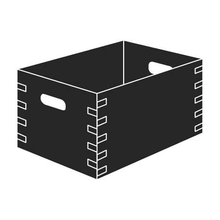 Wooden box vector icon.Black vector icon isolated on white background wooden box.のイラスト素材