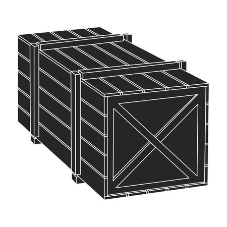 Wooden box vector icon.Black vector icon isolated on white background wooden box.のイラスト素材