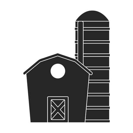 Barn vector icon.Black vector icon isolated on white background barn.のイラスト素材