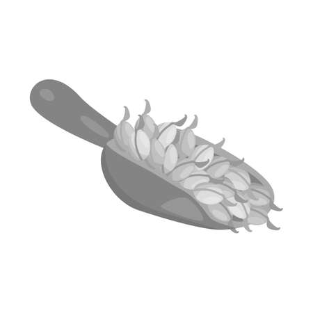 Vector design of scoop and grain sign. Collection of scoop and organic stock symbol for web.のイラスト素材