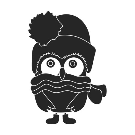 Owl vector icon.Black vector icon isolated on white background owl.のイラスト素材