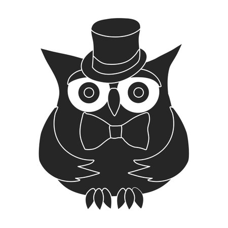 Owl vector icon.Black vector icon isolated on white background owl.のイラスト素材
