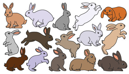 Rabbit vector color set icon. Isolated color set icons animal.Vector illustration rabbit on white background.のイラスト素材
