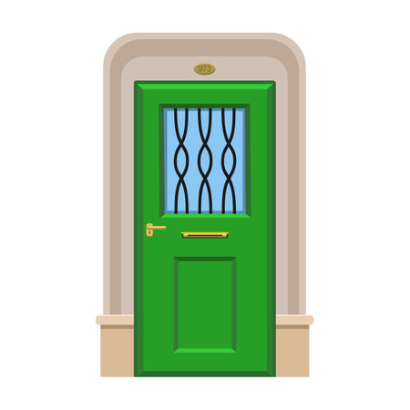 Door of wooden vector cartoon icon. Vector illustration old door on white background. Isolated cartoon illustration logo wood door of house .のイラスト素材