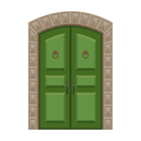 Door of wooden vector cartoon icon. Vector illustration old door on white background. Isolated cartoon illustration logo wood door of house .のイラスト素材