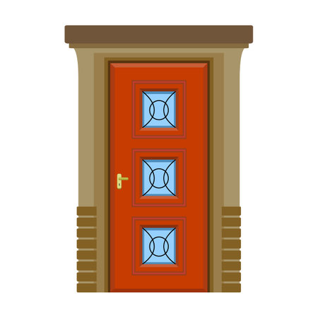 Door of wooden vector cartoon icon. Vector illustration old door on white background. Isolated cartoon illustration logo wood door of house .のイラスト素材