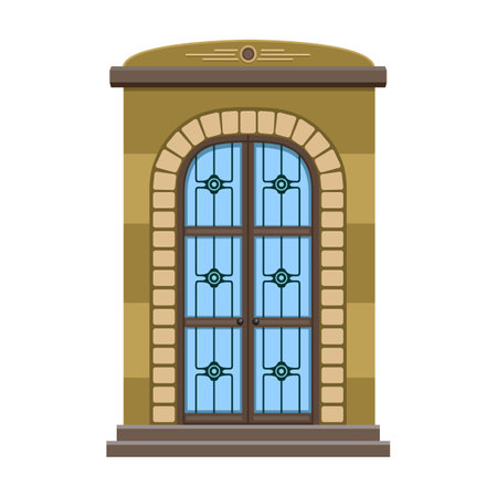 Door of wooden vector cartoon icon. Vector illustration old door on white background. Isolated cartoon illustration logo wood door of house .のイラスト素材
