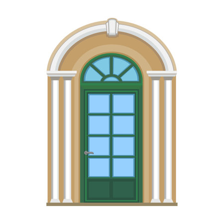 Door of wooden vector cartoon icon. Vector illustration old door on white background. Isolated cartoon illustration logo wood door of house .のイラスト素材