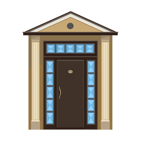 Door of wooden vector cartoon icon. Vector illustration old door on white background. Isolated cartoon illustration logo wood door of house .のイラスト素材