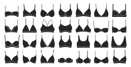 Bra of underwear vector black set icon. Isolated black set icons lingerie. Vector illustration bra of underwear on white background.のイラスト素材